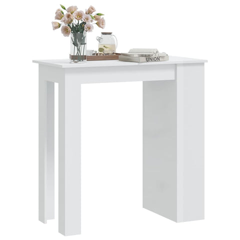 vidaXL Bartisch mit Regal Hochglanz-Weiß 102x50x103,5 cm