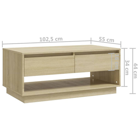 vidaXL Couchtisch Sonoma-Eiche 102,5x55x44 cm Holzwerkstoff