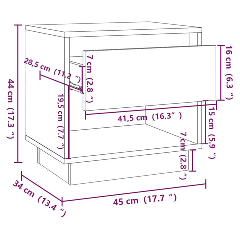 vidaXL Nachttische 2 Stk. Betongrau 45x34x44 cm Holzwerkstoff