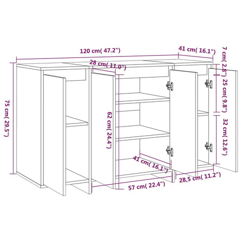 vidaXL Sideboard Sonoma-Eiche 120x41x75 cm Holzwerkstoff