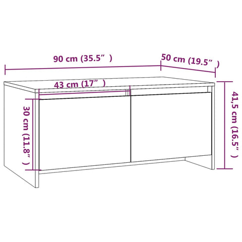 vidaXL Couchtisch Schwarz 90x50x41,5 cm Holzwerkstoff