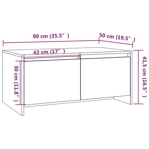 vidaXL Couchtisch Sonoma-Eiche 90x50x41,5 cm Holzwerkstoff