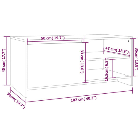 vidaXL Couchtisch Sonoma-Eiche 102x50x45 cm Holzwerkstoff