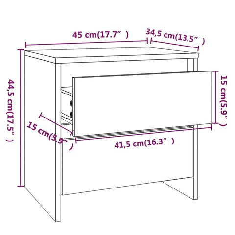 vidaXL Nachttisch Sonoma-Eiche 45x34,5x44,5 cm Holzwerkstoff