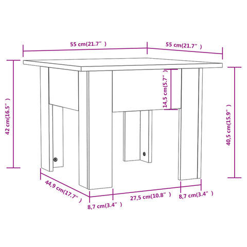 vidaXL Couchtisch Weiß 55x55x42 cm Holzwerkstoff