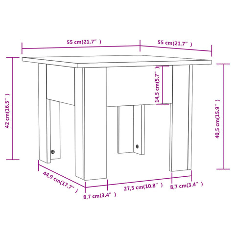 vidaXL Couchtisch Hochglanz-Weiß 55x55x42 cm Holzwerkstoff