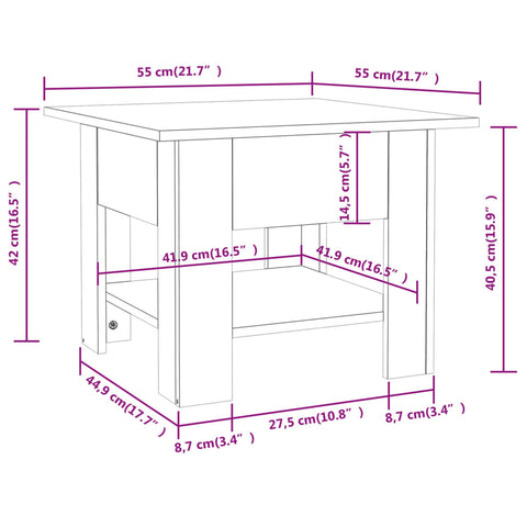 vidaXL Couchtisch Weiß 55x55x42 cm Holzwerkstoff