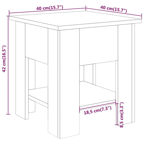 vidaXL Couchtisch Weiß 40x40x42 cm Holzwerkstoff