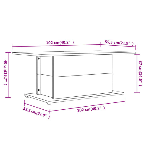 vidaXL Couchtisch Schwarz 102x55,5x40 cm Holzwerkstoff