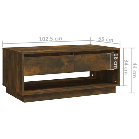 vidaXL Couchtisch Räuchereiche 102,5x55x44 cm Holzwerkstoff