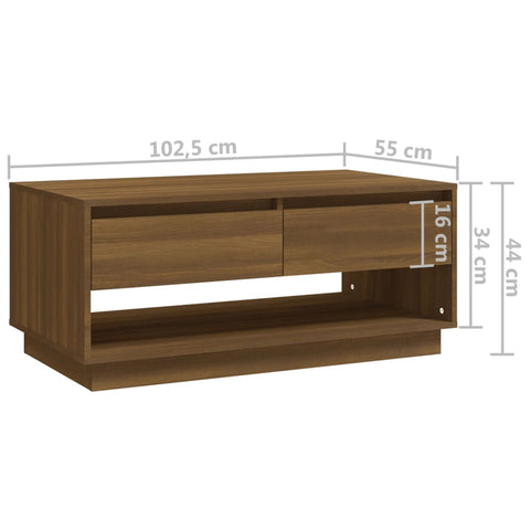 vidaXL Couchtisch Braun Eichen-Optik 102,5x55x44 cm Holzwerkstoff