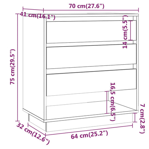 vidaXL Sideboard Räuchereiche 70x41x75 cm Holzwerkstoff