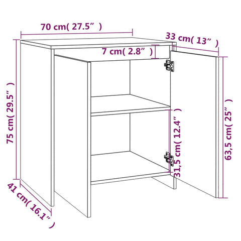 Sideboard Räuchereiche 70x41x75 cm Holzwerkstoff