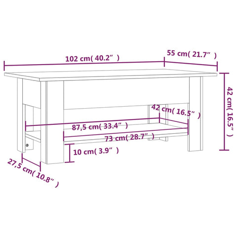 vidaXL Couchtisch Grau Sonoma 102x55x42 cm Holzwerkstoff