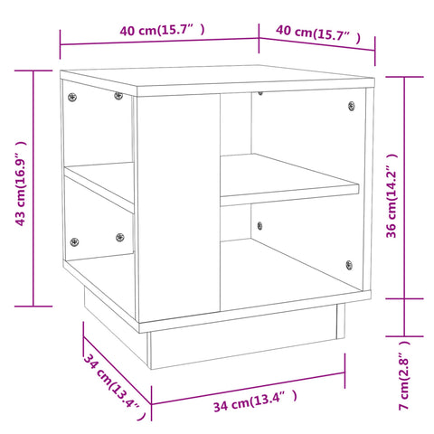 vidaXL Couchtisch Räuchereiche 40x40x43 cm Holzwerkstoff