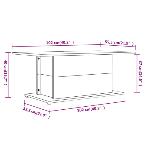 vidaXL Couchtisch Grau Sonoma 102x55,5x40 cm Holzwerkstoff