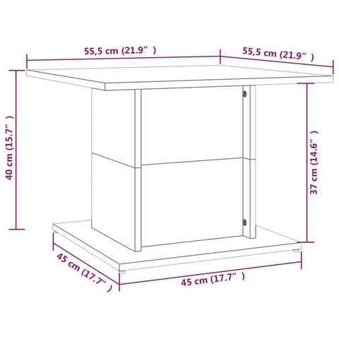 vidaXL Couchtisch Räuchereiche 55,5x55,5x40 cm Holzwerkstoff