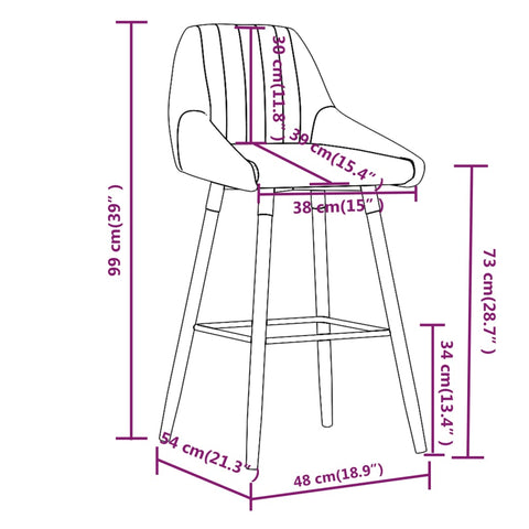 vidaXL Barhocker Braun Stoff