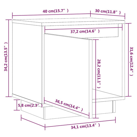 vidaXL Nachttisch Weiß 40x30x40 cm Massivholz Kiefer