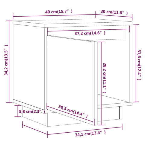 vidaXL Nachttische 2 Stk. Grau 40x30x40 cm Massivholz Kiefer