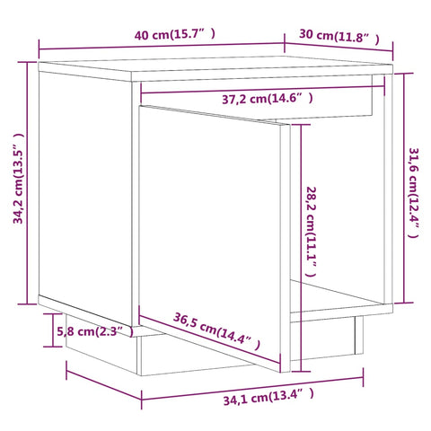 vidaXL Nachttische 2 Stk. Honigbraun 40x30x40 cm Massivholz Kiefer