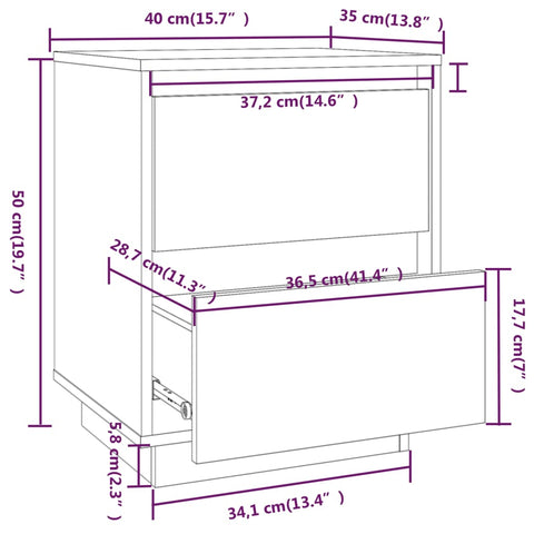 vidaXL Nachttisch 40x35x50 cm Massivholz Kiefer