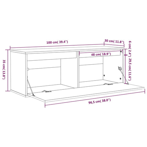 vidaXL Wandschrank Weiß 100x30x35 cm Massivholz Kiefer