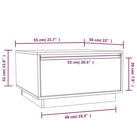 vidaXL Couchtisch 55x56x32 cm Massivholz Kiefer