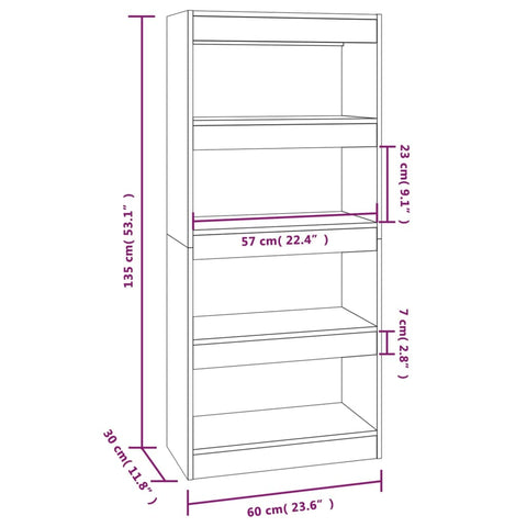 Bücherregal/Raumteiler Schwarz 60x30x135 cm Holzwerkstoff