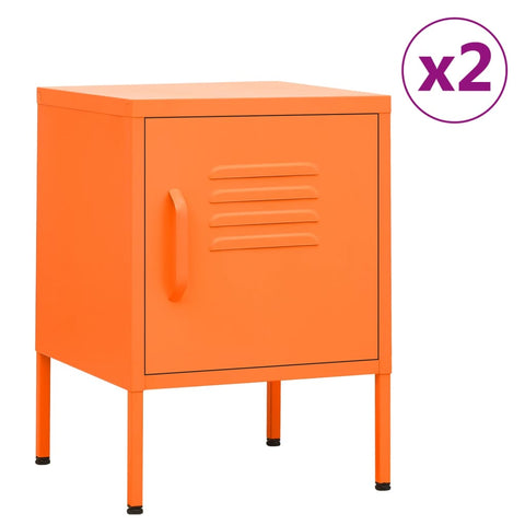 vidaXL Nachttische 2 Stk. Orange 35x35x51 cm Stahl