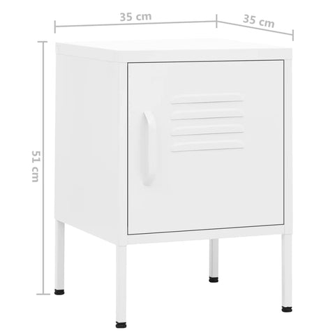 vidaXL Nachttische 2 Stk. Weiß 35x35x51 cm Stahl