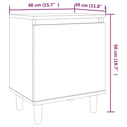 vidaXL Nachttisch mit Massivholz-Beinen Räuchereiche 40x30x50 cm