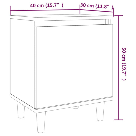 vidaXL Nachttisch mit Massivholz-Beinen Grau Sonoma 40x30x50 cm