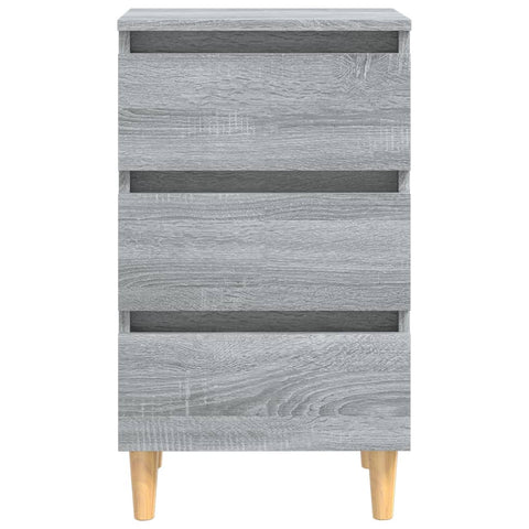 vidaXL Nachttische mit Massivholz-Beinen 2 Stk. Grau Sonoma 40x35x69cm