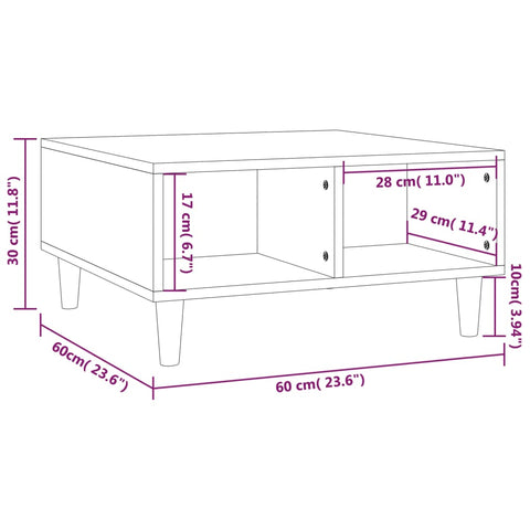 vidaXL Couchtisch Räuchereiche 60x60x30 cm Holzwerkstoff