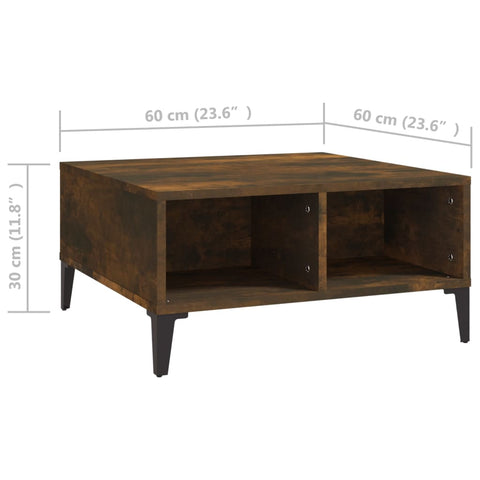 vidaXL Couchtisch Räuchereiche 60x60x30 cm Holzwerkstoff