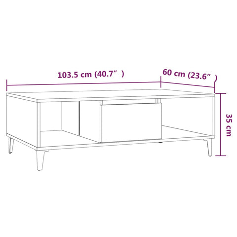 vidaXL Couchtisch Räuchereiche 103,5x60x35 cm Holzwerkstoff