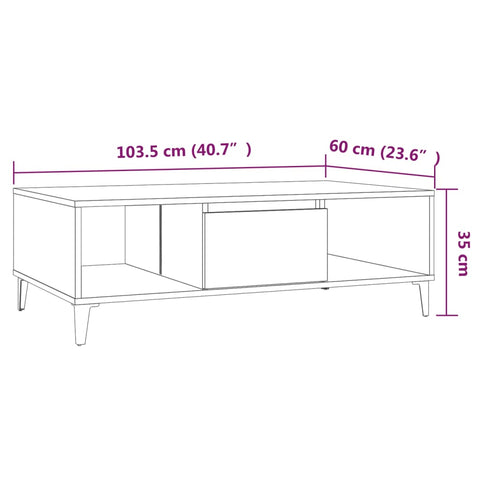 vidaXL Couchtisch Braun Eichen-Optik 103,5x60x35 cm Holzwerkstoff