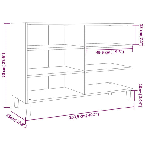 vidaXL Sideboard Braun Eichen-Optik 103,5x35x70 cm Holzwerkstoff