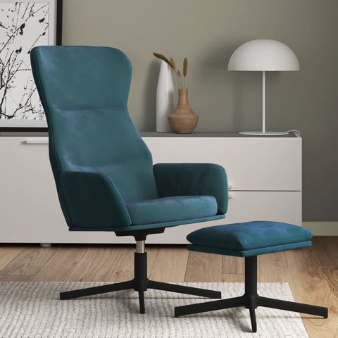 Relaxsessel mit Hocker Blau Samt