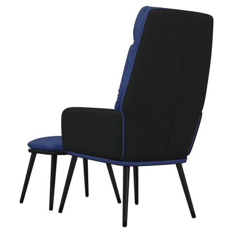 Relaxsessel mit Hocker Blau Stoff und Kunstleder