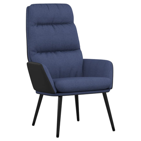 Relaxsessel mit Hocker Blau Stoff und Kunstleder