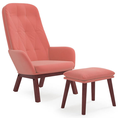 Relaxsessel mit Hocker Rosa Samt