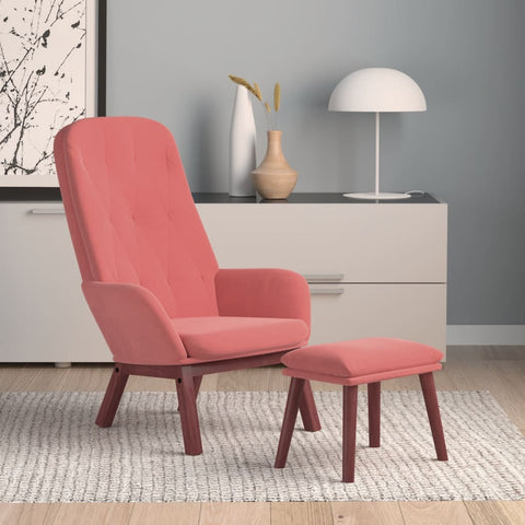 Relaxsessel mit Hocker Rosa Samt