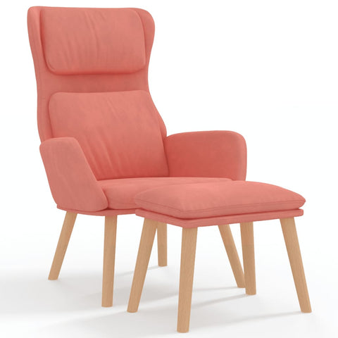 vidaXL Relaxsessel mit Hocker Rosa Samt