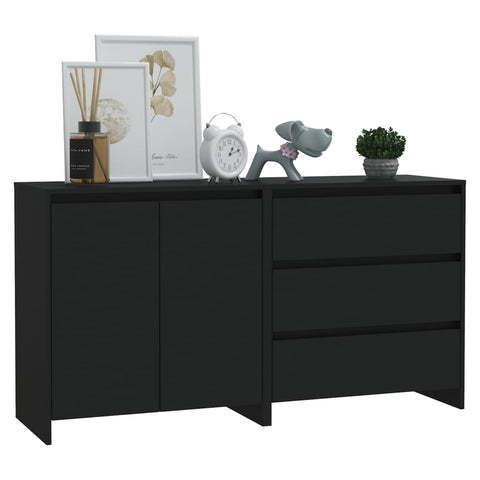 vidaXL 2-tlg. Sideboard Schwarz Holzwerkstoff