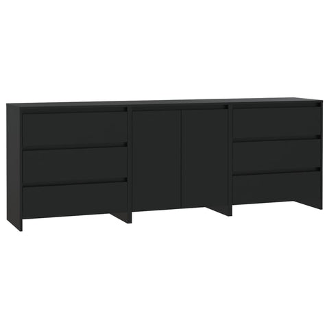 vidaXL 3-tlg. Sideboard Schwarz Holzwerkstoff