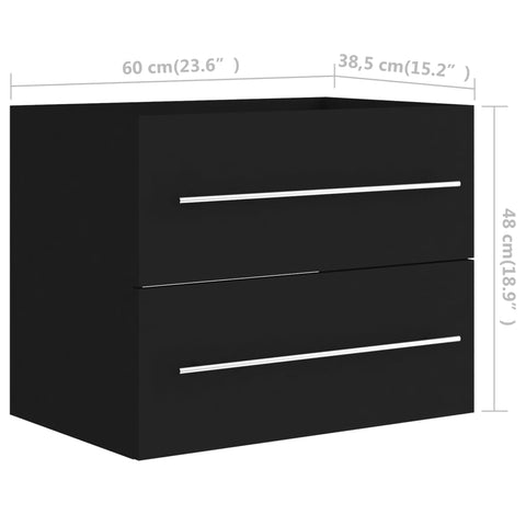 vidaXL Waschbeckenunterschrank mit Einbaubecken Schwarz Holzwerkstoff