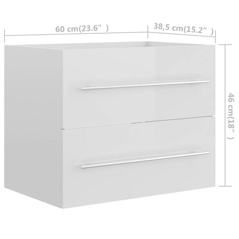 vidaXL Waschbeckenunterschrank mit Einbaubecken Hochglanz-Weiß