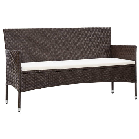 vidaXL Gartensofa 3-Sitzer mit Kissen Braun Poly Rattan